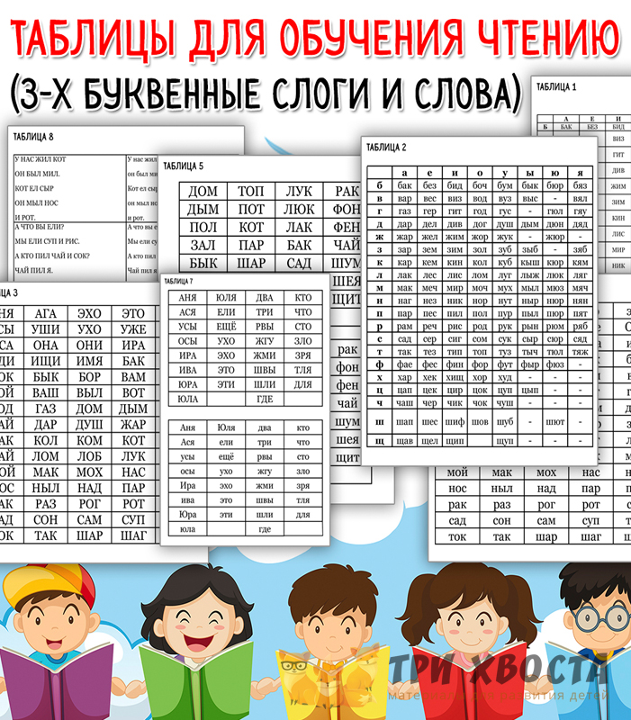 Таблицы «Чтение» — тренировка навыка чтения — превью страницы 2