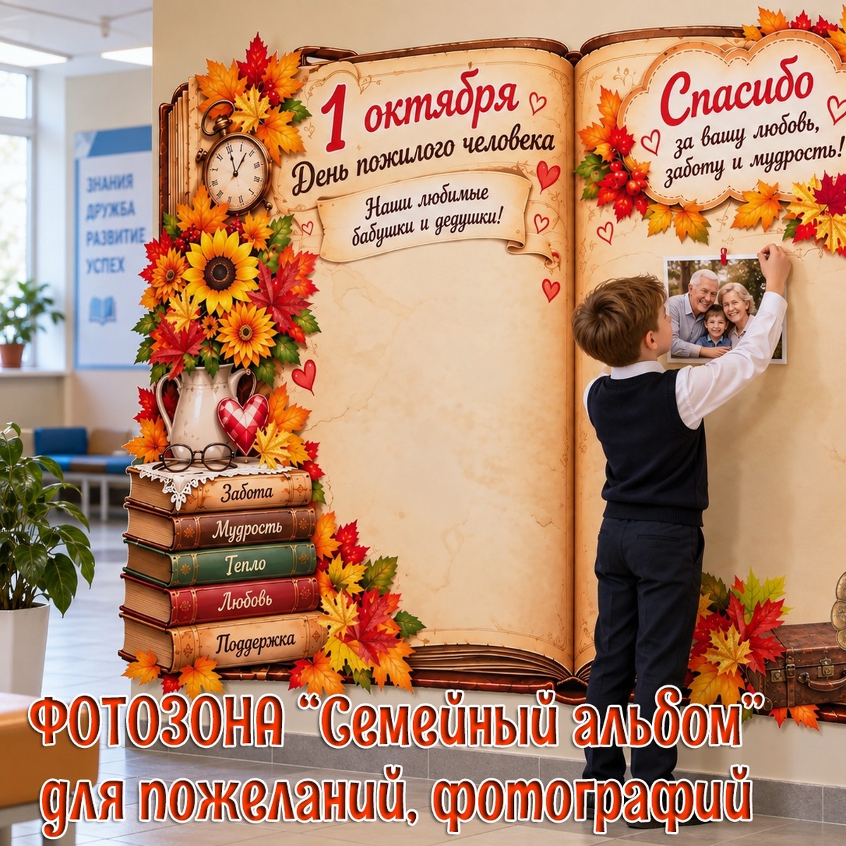 Фотозона ко Дню пожилого человека / Семейный альбом для фото и пожеланий — PDF-пособие для детсада