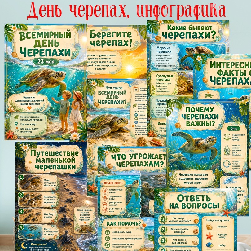 Инфографика «Всемирный день черепахи» — 23 мая для детей — PDF-пособие для детсада