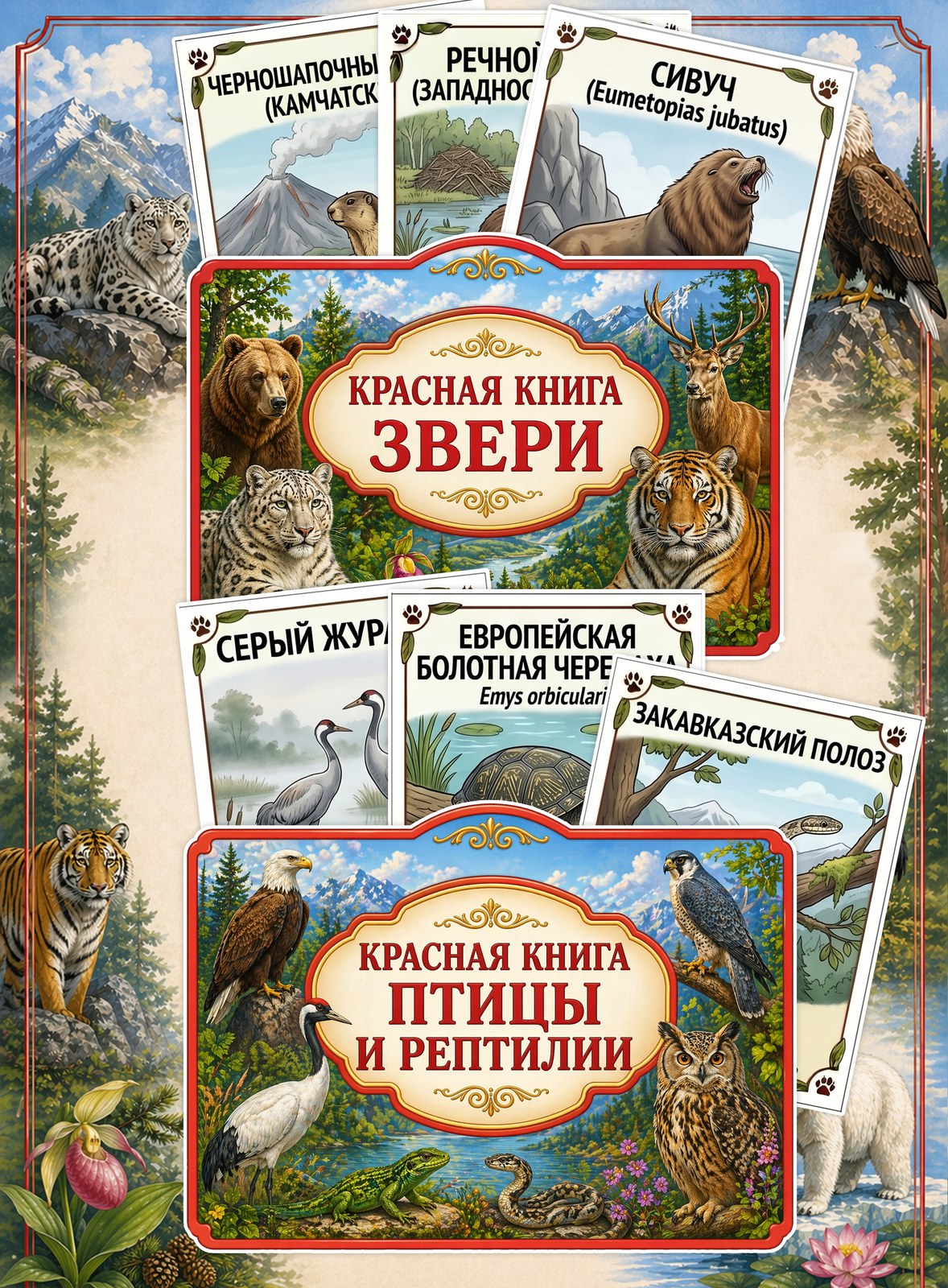 Лэпбук Красная книга России — 34 карточки и задания для детей 4-7 лет — превью страницы 2