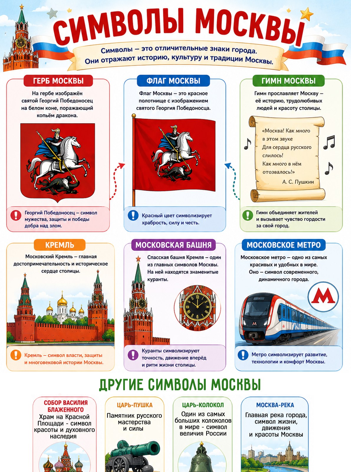 Лэпбук Москва — 25 карточек и заданий для детей 4-7 лет — превью страницы 1