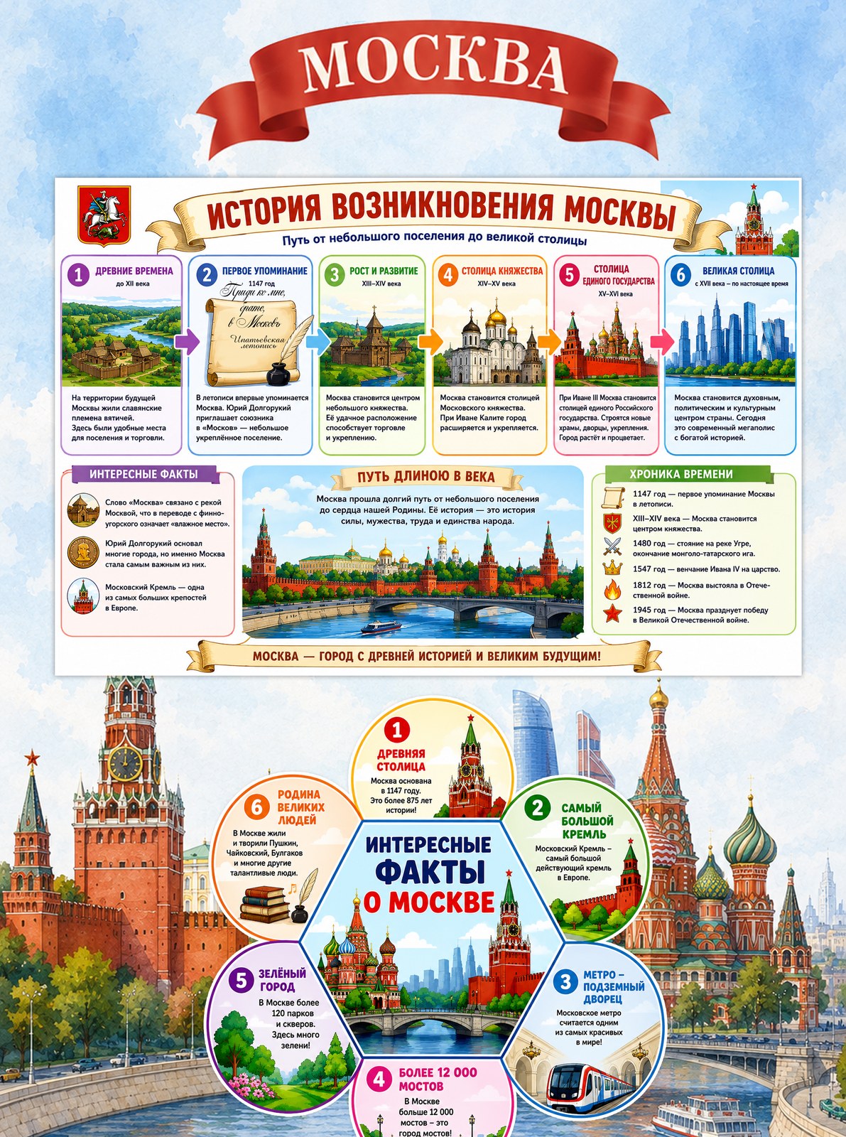 Лэпбук Москва — 25 карточек и заданий для детей 4-7 лет — превью страницы 2
