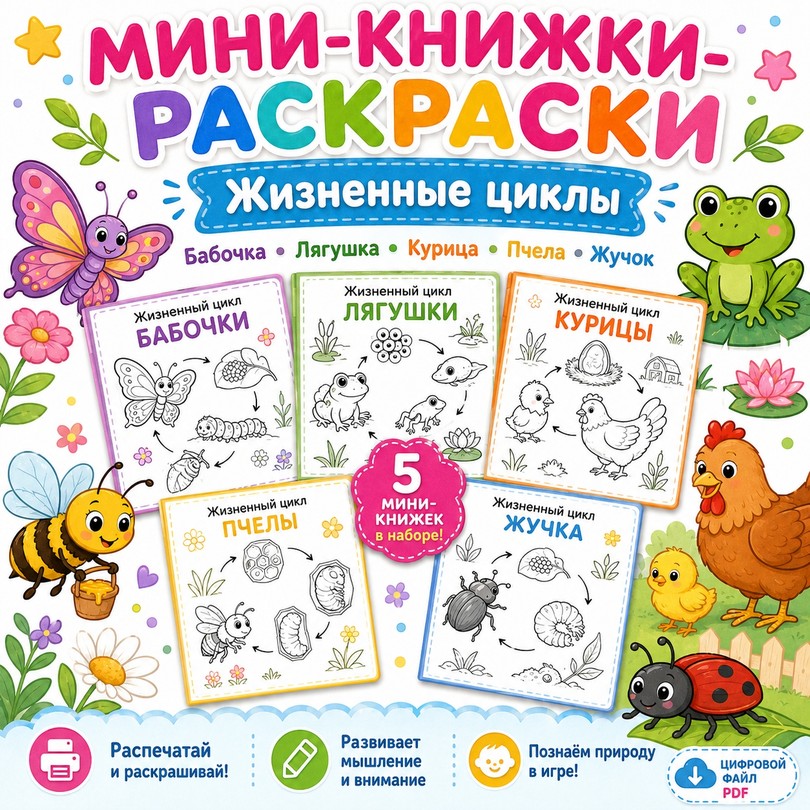 Мини-книжки «Жизненный цикл» — PDF-пособие для детсада