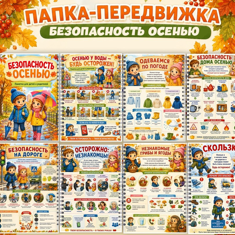 Папка-передвижка «Безопасность осенью» — PDF-пособие для детсада