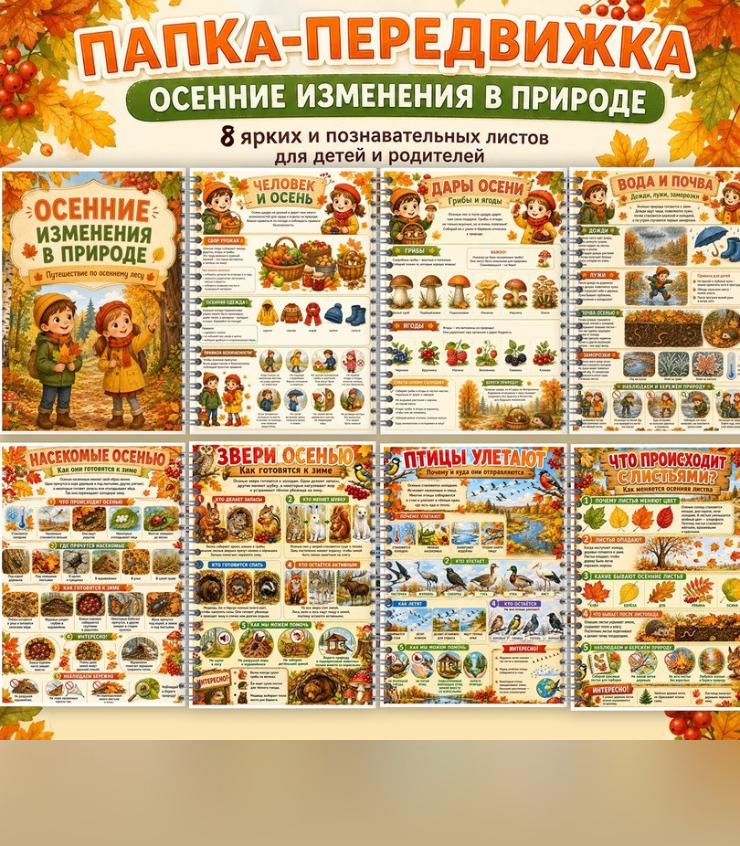 Папка-передвижка «Осенние изменения в природе» — PDF-пособие для детсада