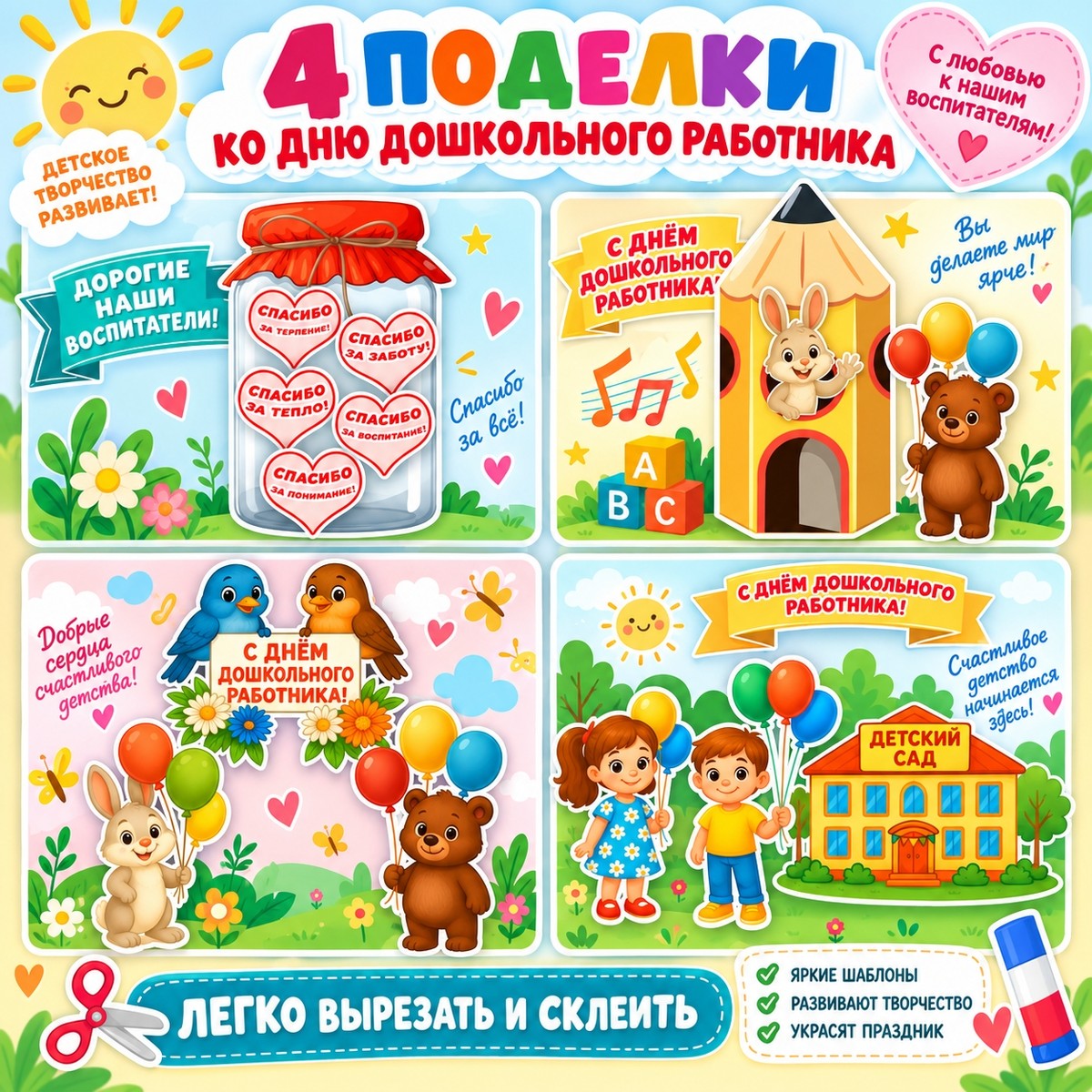 Поделки ко Дню дошкольного работника / Подарок воспитателю своими руками — PDF-пособие для детсада