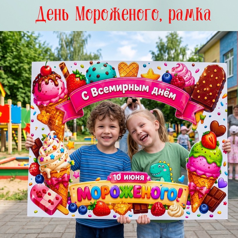 Фоторамка «День мороженого» — фотозона на 10 июня
