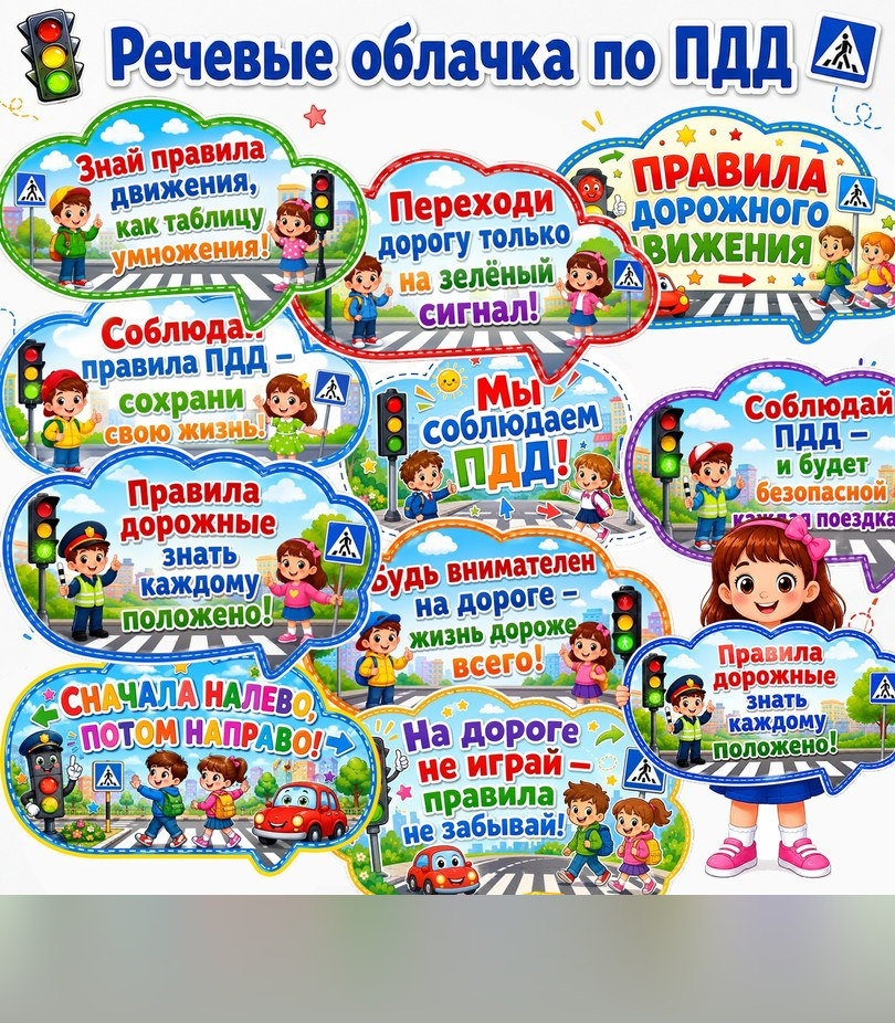Речевые облачка по ПДД для детского сада